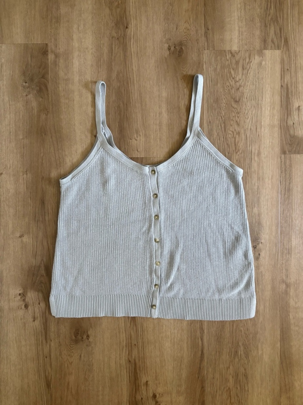 Abercrombie & Fitch Knit Tank Women’s Medium Gray Ribbed Button Up